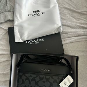 Coach Black and Gray Men's Messenger Bag